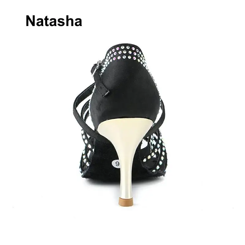 Наташа черная танцевальная обувь кофейная сумка инкрустированная стразами