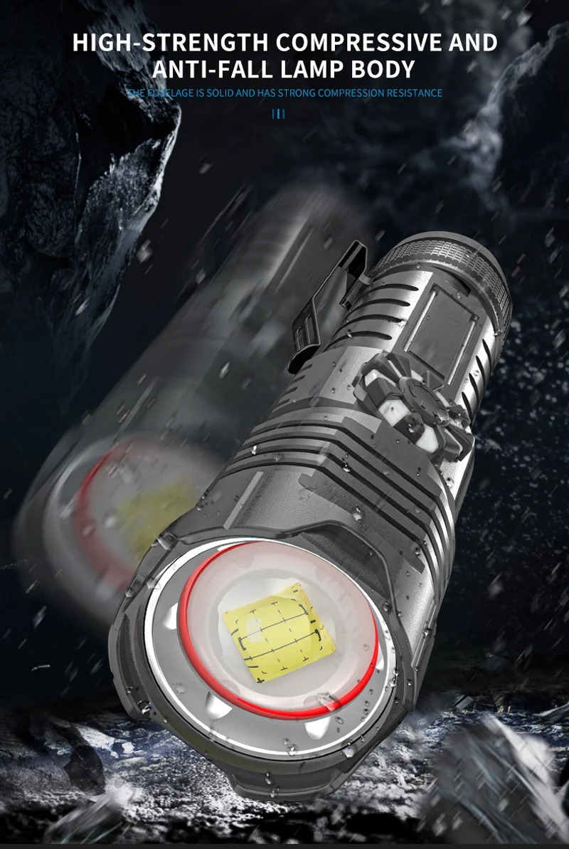 Самый мощный светодиодный фонарик W619 XHP160 телескопический зум плавное затемнение