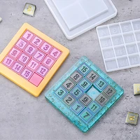2pcsset epoxy resin molds quartz digital number puzzle silicone moulds game board casting mold resin craft molds supplies
