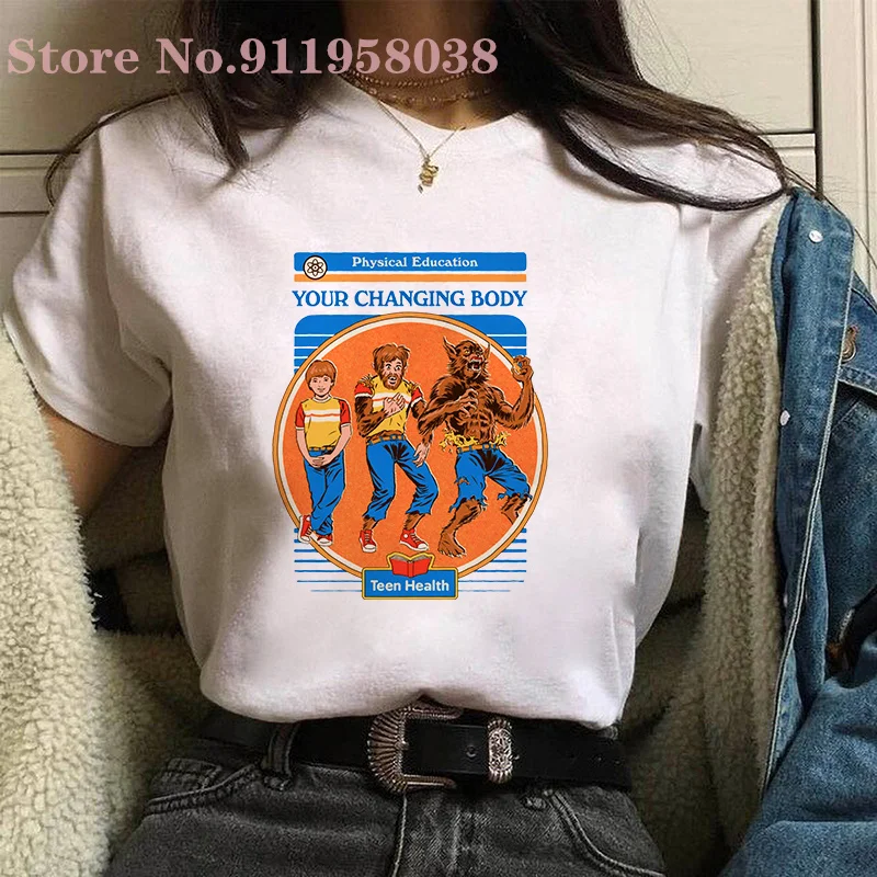 

Cartoon Harajuku Steven Rhodes Oversized t shirt women Demon Kids T-shirt Halloween Satan Demon Graphic Tops women/man T-Shirts