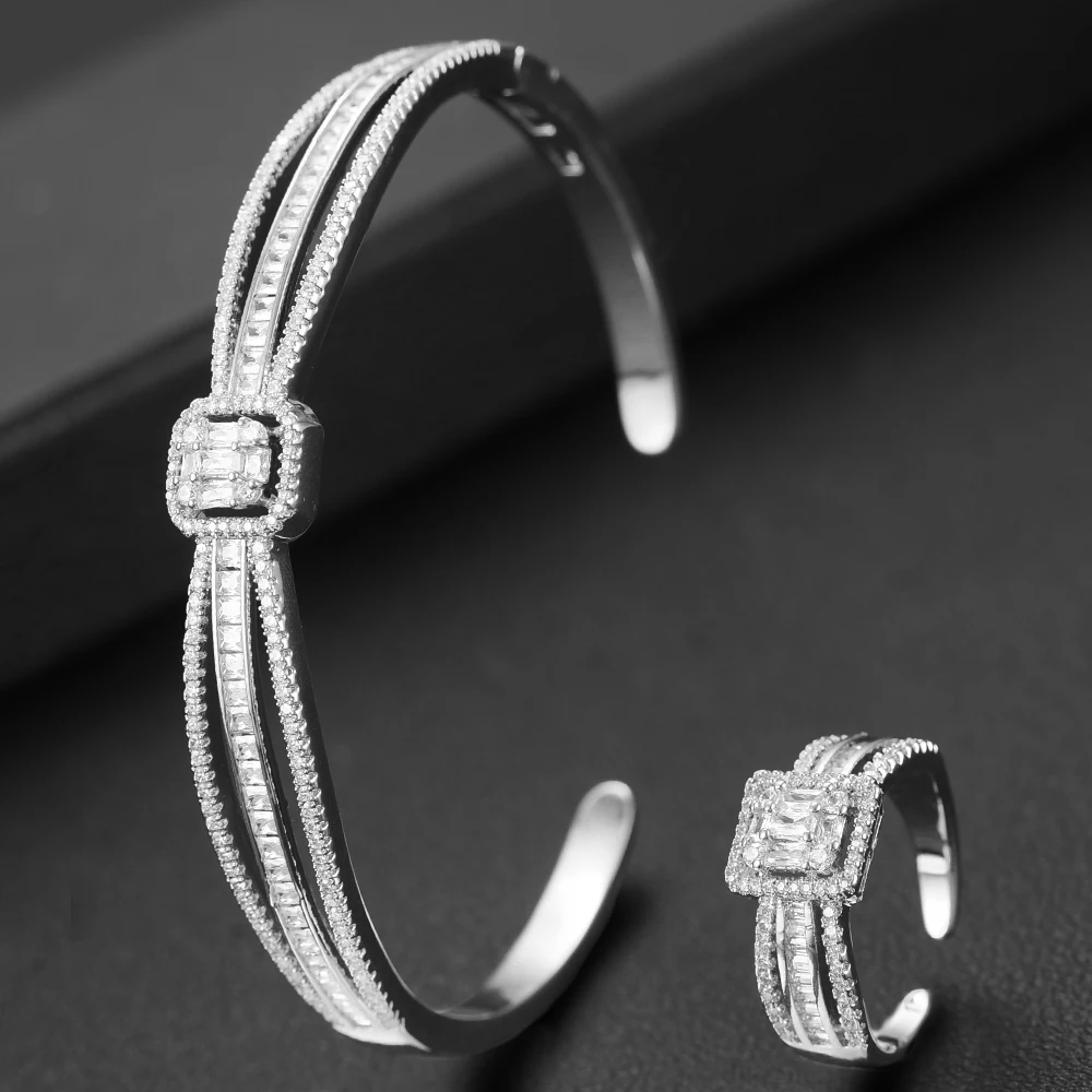 GODKI Korea Fashion 2 шт./компл. браслет и кольцо набор украшений для женщин Crystal CZ Модные