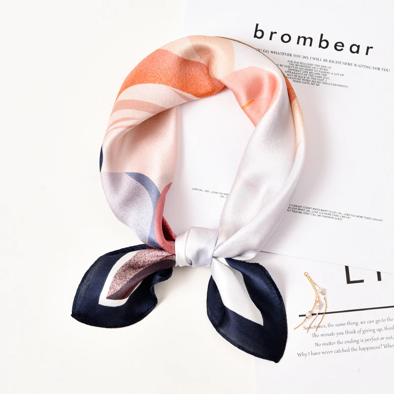 Женский квадратный шейный платок из натурального шелка 100% бандана с принтом Bufanda
