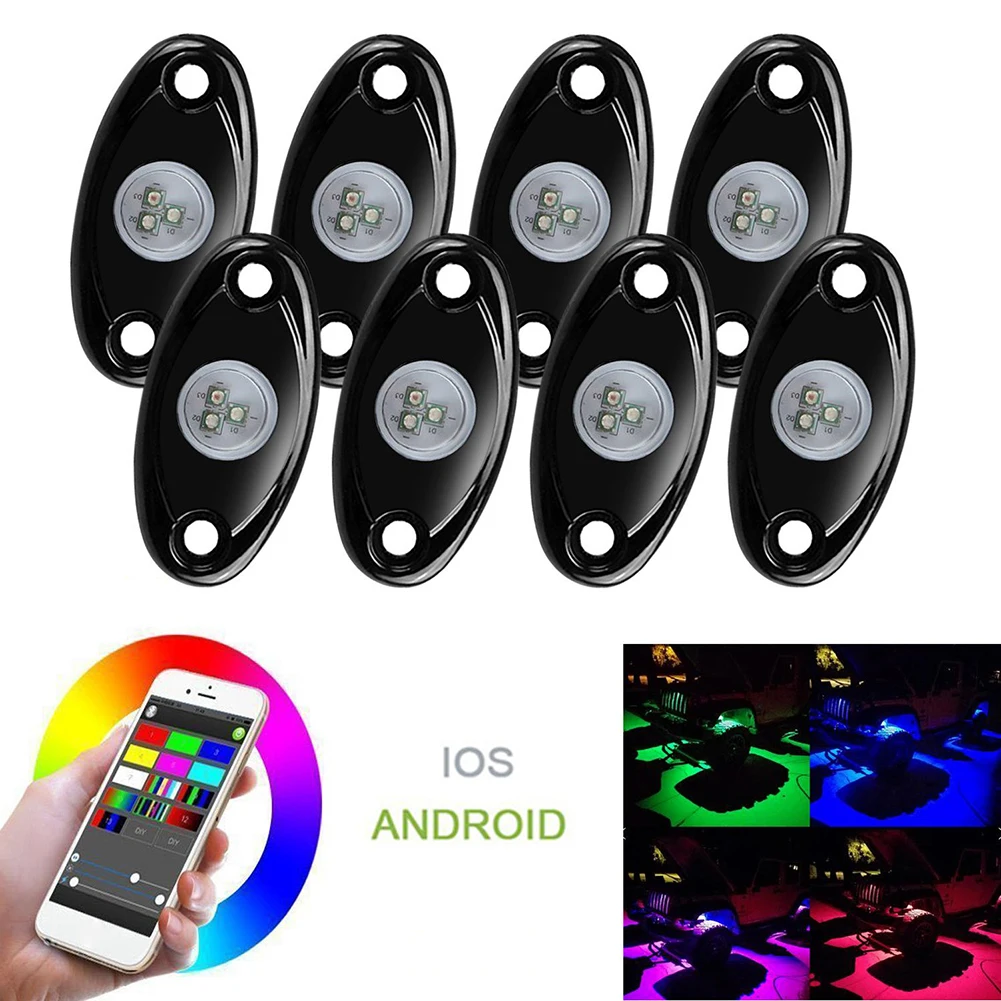 8 Pod RGB светодиодные горные фонари Водонепроницаемые огни для украшения