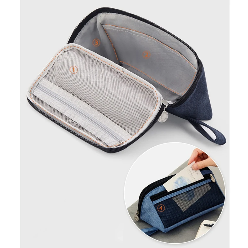 

Denim Blue Pencil Case Large Capacity Pen Bag with 15 Pcs Stencils for Outdoor Painting