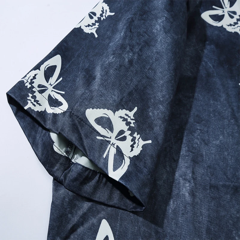 

Mens butterfly Print Hawaiian Shirts Harajuku Streetwear 2020 Summer Short Sleeve Blouse Punk Rock Unisex Oversize Shirts Tops