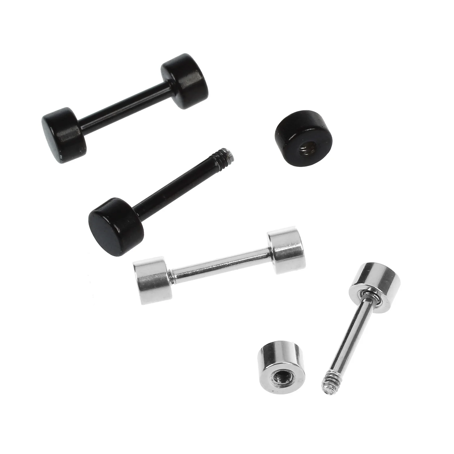 

1 Pair Of Men's Barbell Titanium Steel Ear Studs Earrings