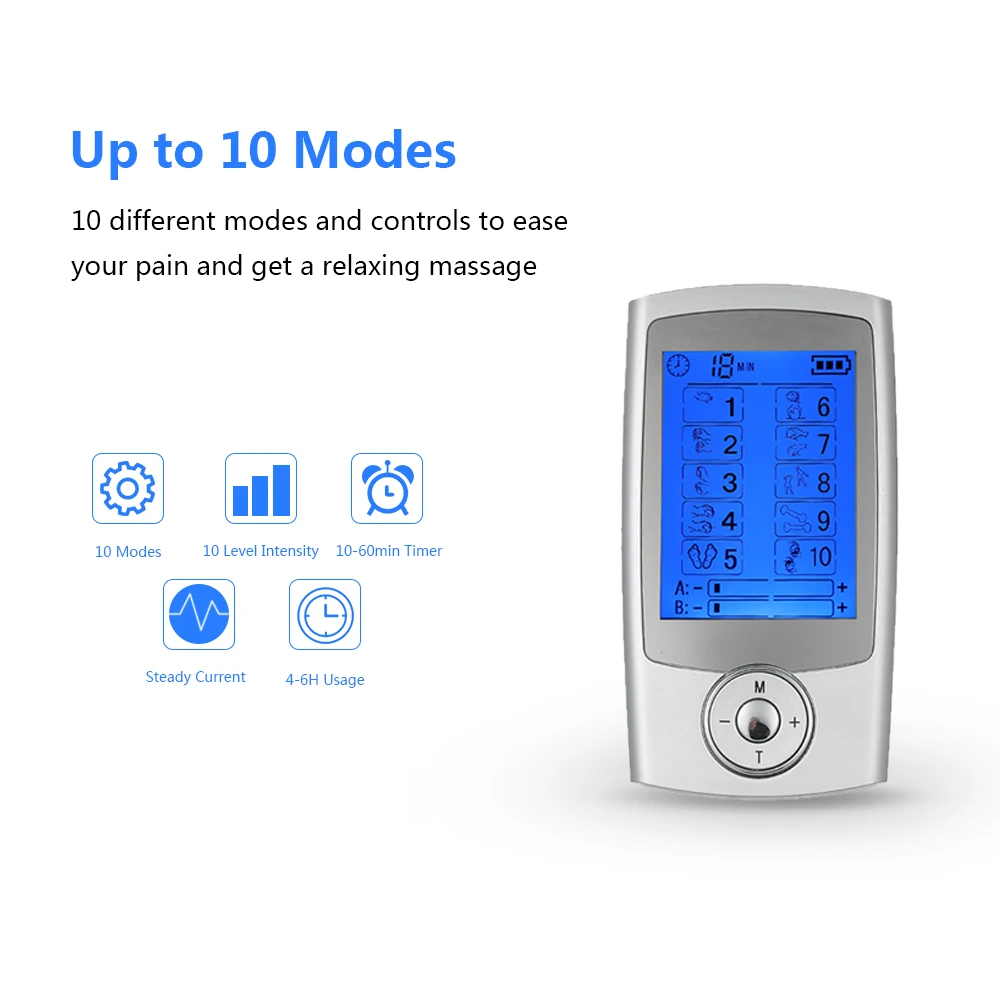 Перезаряжаемый Электрический аппарат для облегчения боли 10 режимов портативный