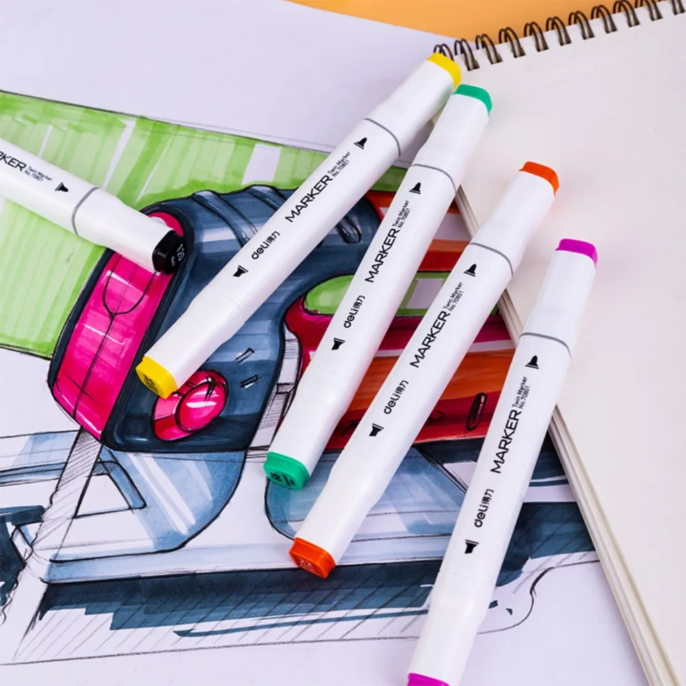 

Deli 12/24 Colors Double Tips Artists Markers Pens Alcohol Fine Liner Markers Watercolor Drawing Painting Pen School Supplies