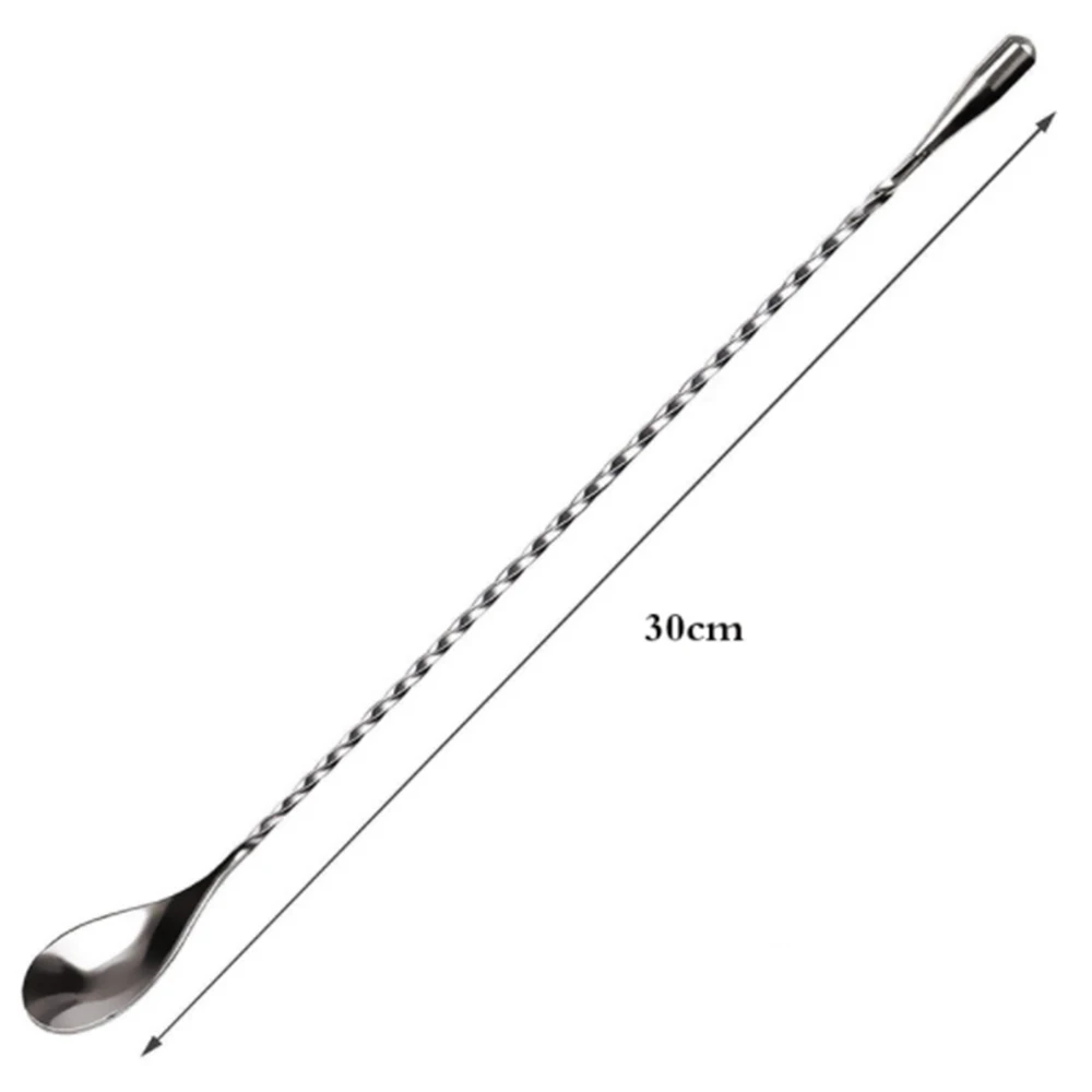 

Stainless Steel Cocktail Bar Spiral Pattern Drink Shaker Muddler Stirrer Twisted Mixing Spoon Kitchen Tableware