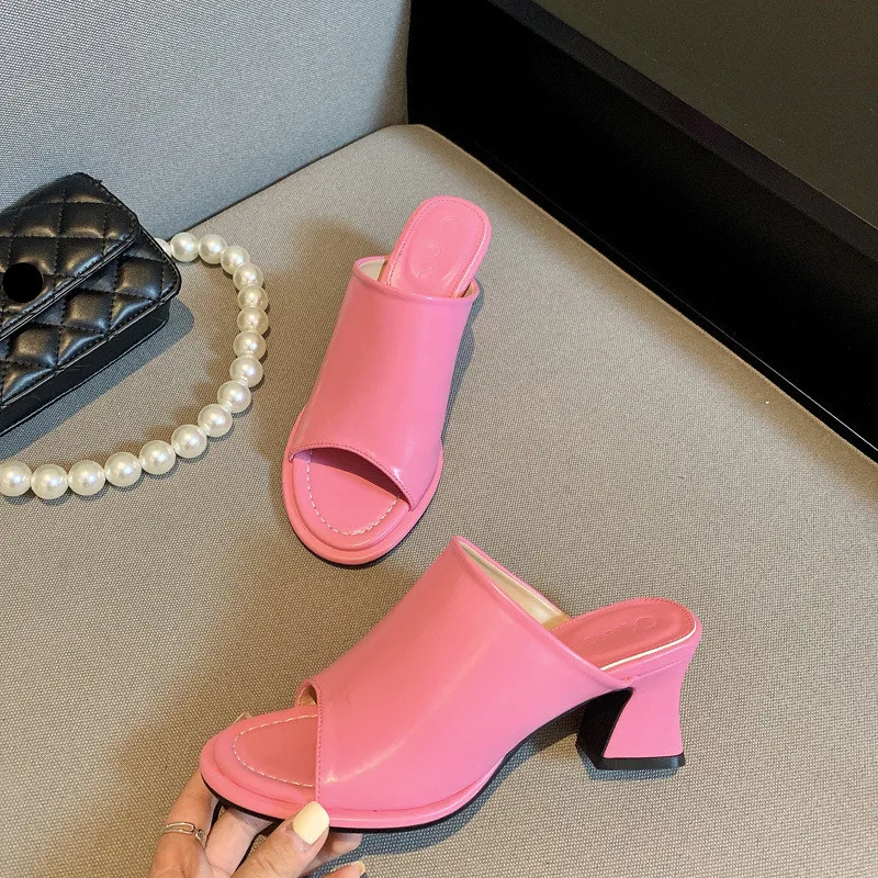 

Shoes Low Ladies' Slippers Square heel Slipers Women Rubber Flip Flops Heeled Mules Block 2021 Hawaiian High Rome Slides PU Pump