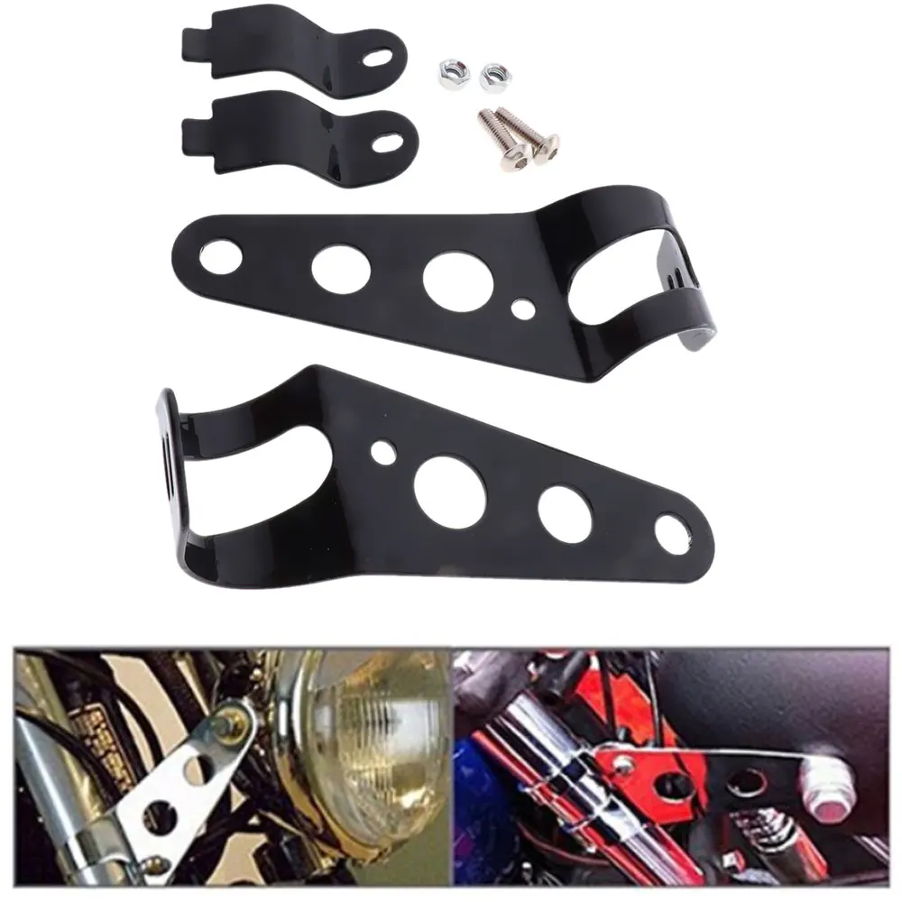 

Вилка из алюминиевого сплава, боковое Крепление для фар, кронштейны для мотоцикла, чоппера, поплавка, Cafe Racer (черный)