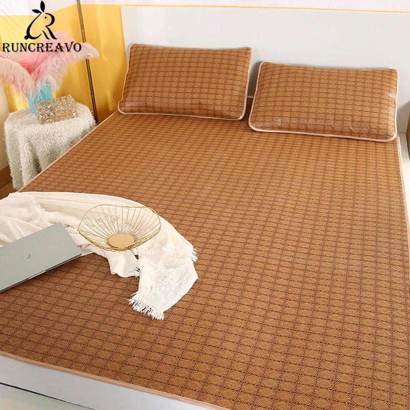 Summer Mat and Rattan 3-piece Single Double Dormitory Collapsible Bedding Sets Cool Mattress | Мебель