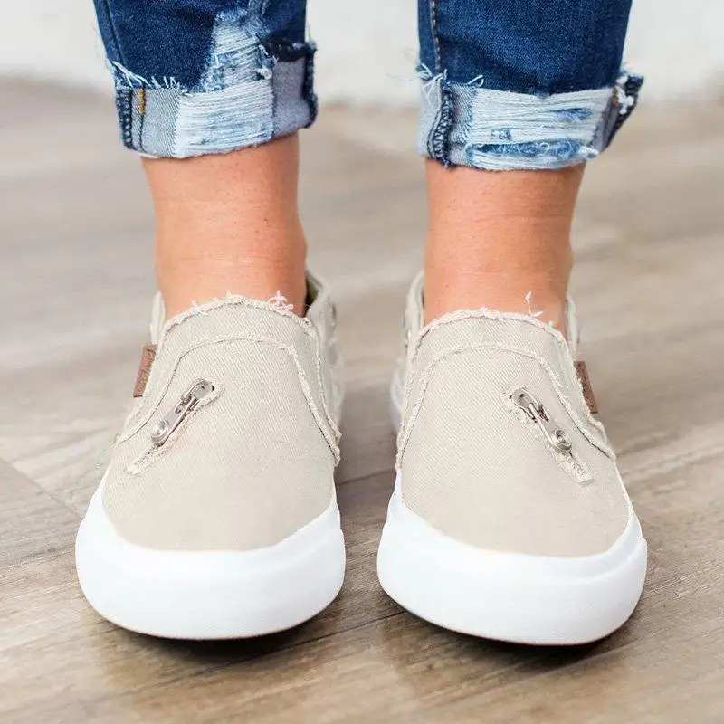 Ladies Comfortable Canvas Sneakers Casual Flat Shoes Luxury Shoes Ladies Loafers Flat Shoes Canvas Shoes Women Trend