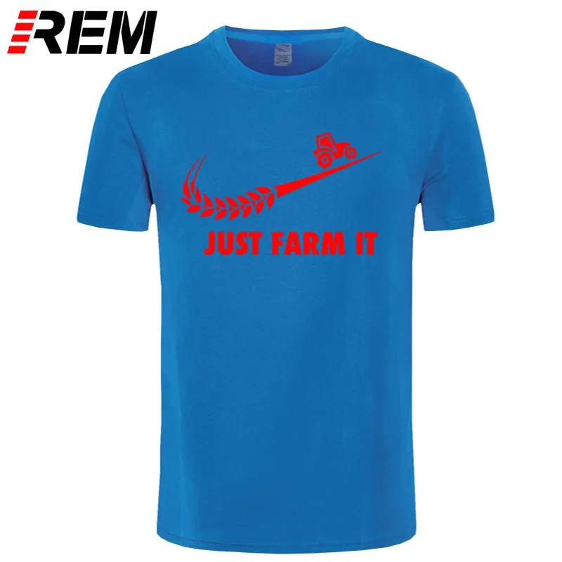 blue red Модная футболка Just Farm It, мужские хлопковые фермерские футболки с круглым вырезом и короткими рукавами, Мужская футболка для сельского хозяйства, топы - Цвет: blue red