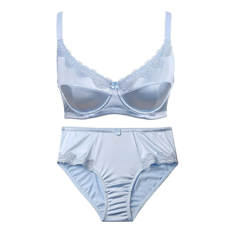 Mierside 953set Women Big Size Bra Set Unlined Bra sexy casual brief and bra Plus size Underwire bra