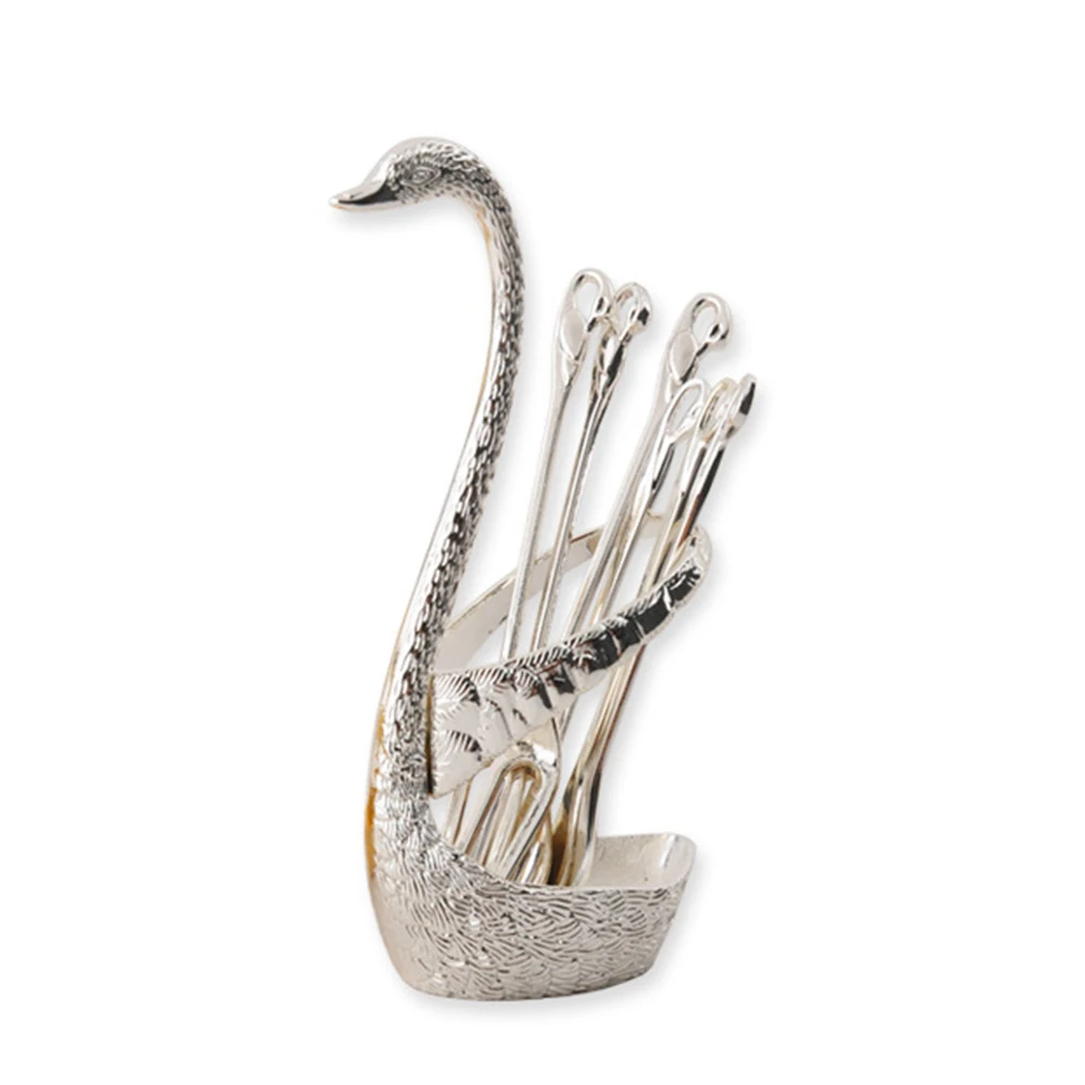 6 шт. Лебедь фрукты База держатель вилки набор нержавеющая сталь салат десерт
