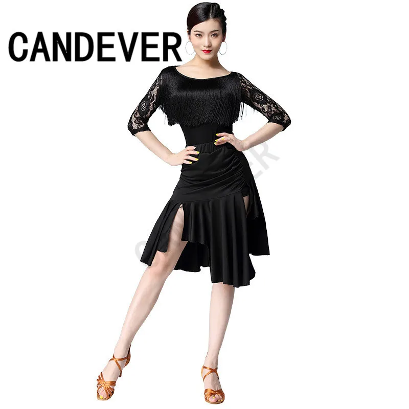 Латинское платье для танцев Танго/ча-ча/Румба/Самба кружева бахрома кисточкой