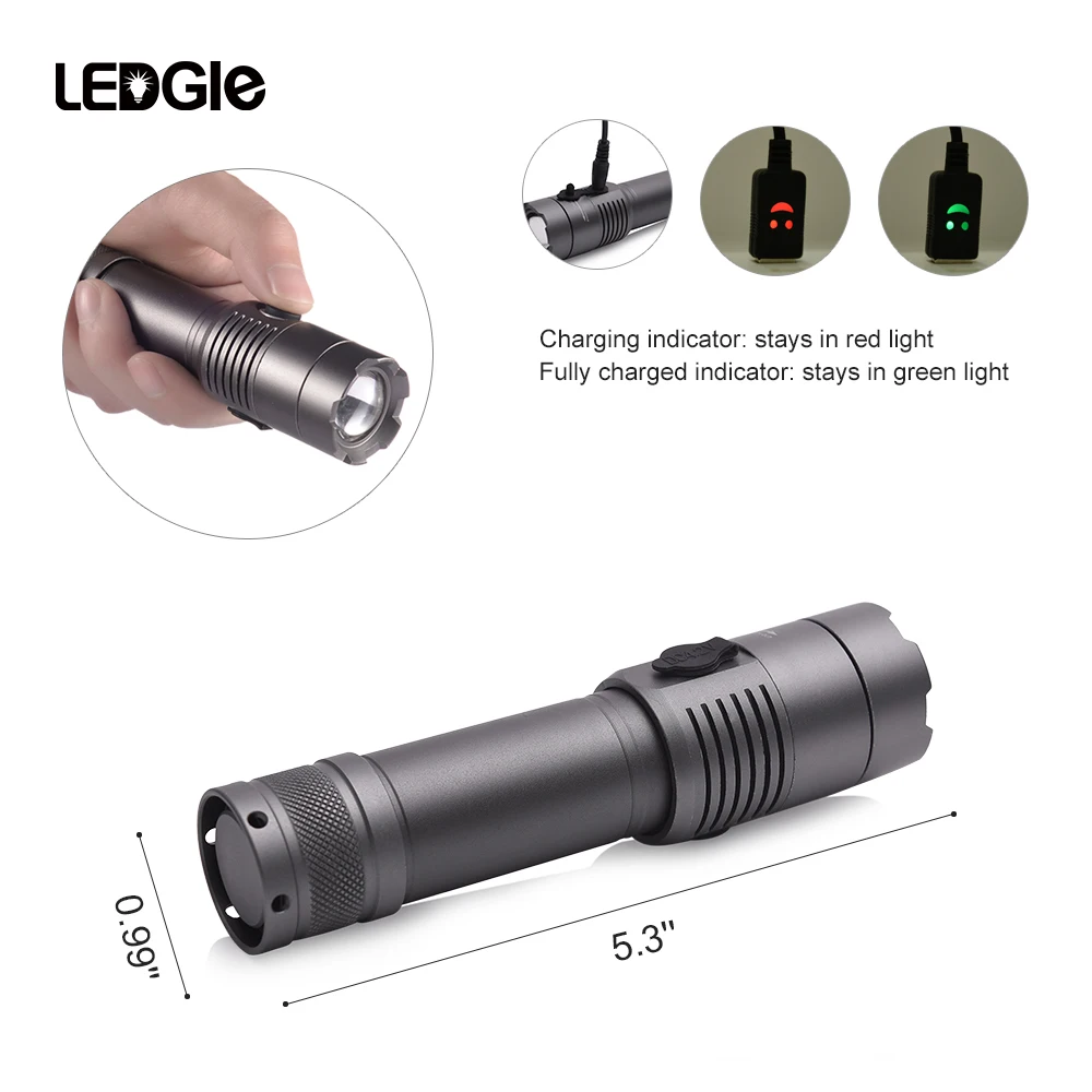 

Ledgle 800Lumens Flashlight Rechargeable LED Torch Lights 5 Modes Light Lamp for Camping Outdoor&indoor
