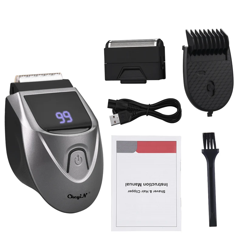 

CkeyiN Shaver & Hair Clipper USB Charging Hair Cutter Whole Body Washable Men's Beard Shaver LCD Display Grooming Haircut Kit