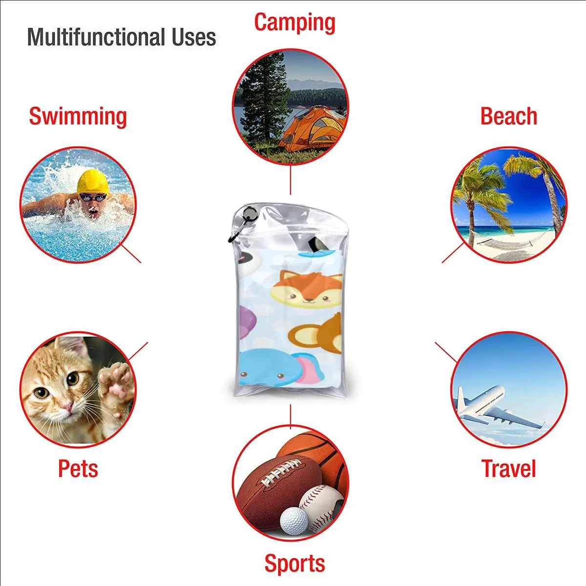 

Bath Towel Animal Faces Collection Quick Dry Large Towel Thin Absorbent Soft Towel for Home Travel Camping Swimming Beach Sport