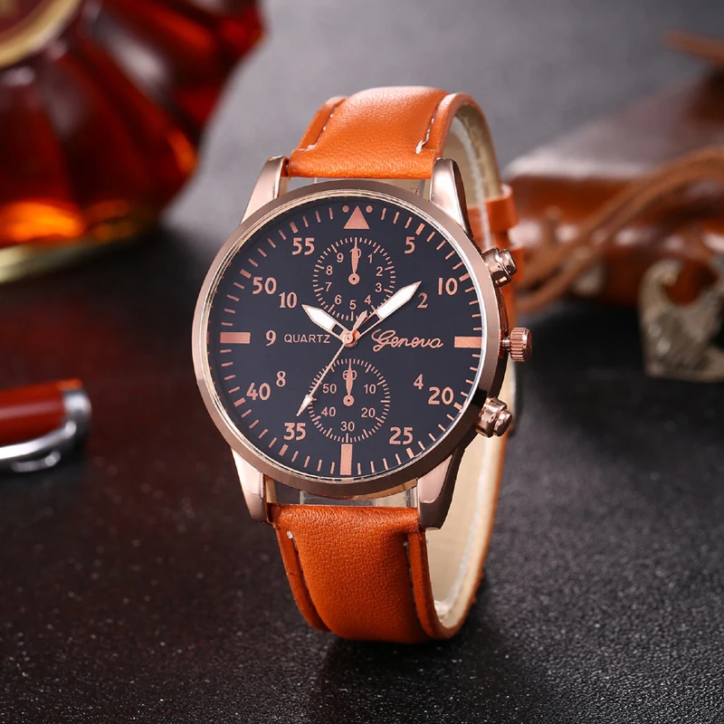 Мужской простой подарочный набор Модные мужские кварцевые часы запонки