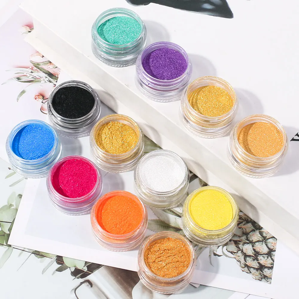 12цветов/лот неоновый золотой голубой розовый зеленый ногтевой порошок пигмент градиент блестки акриловое искусство декорации.