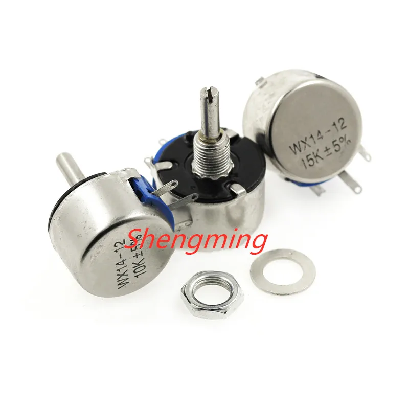 5pcs WX14-12 1K 1K5 2K2 3K3 4K7 5K1 20K 10K 15K 6K8 22K 100R 220R 330R 470R 560R 680R Single-turn wirewound potentiometer - купить по