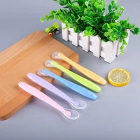 baby safe silicone feeding spoon with box temperature sensing bendable food spoon baby training utensils baby feeding tableware