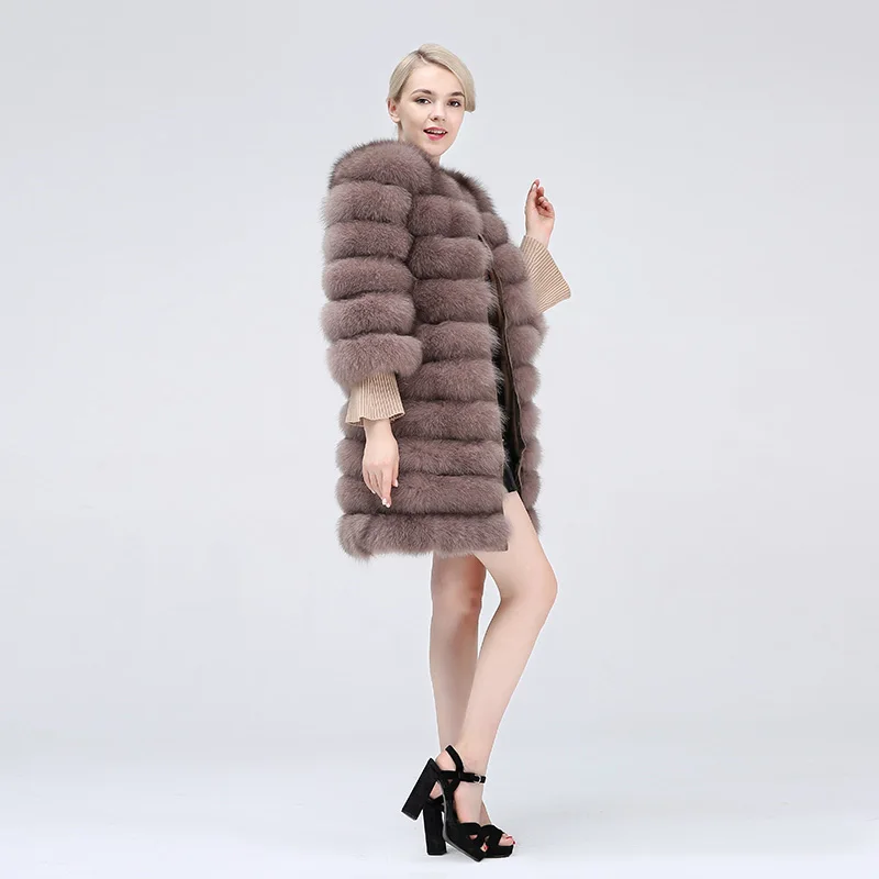 2021 Natural Fox Leather Ladies Coat Winter Ladies Fashion Warm Natural Fox Leather Coat 90-70cm removable sleeves removable for
