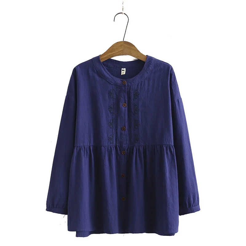 Осенние женские рубашки, Женские однотонные топы, женские блузки с длинным рукавом, Свободная Женская одежда с вышивкой, T59 6003 от AliExpress WW