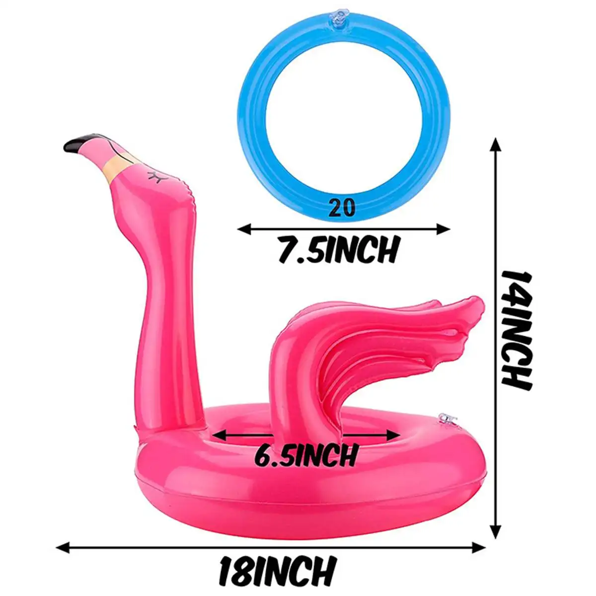 

Flamingo Head Hat Portable Inflatable With 4Pcs Toss Rings Water Game For Family Party Pink PVC Material Pools & Fun Toys