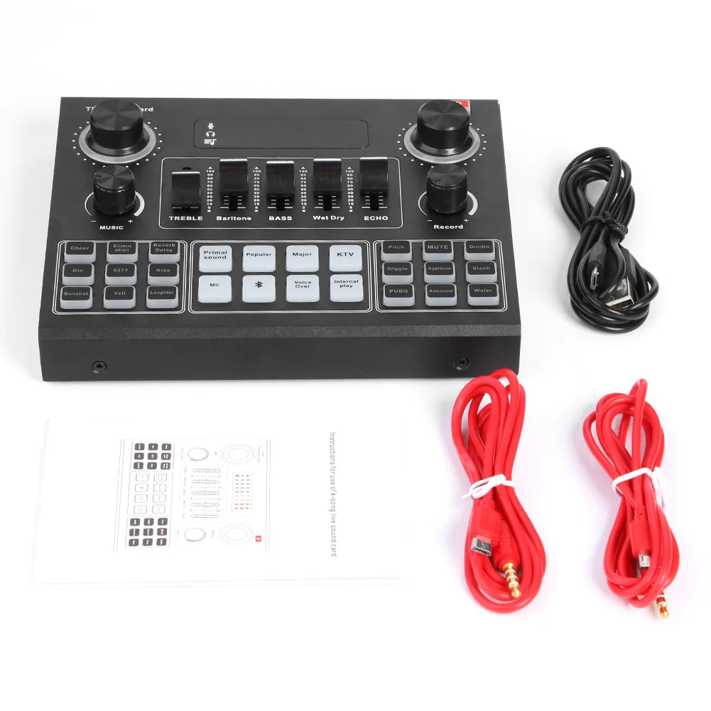 v9 audio sound card set usb external sound adapter headset microphone streamer live broadcast accessories for pc phone computer free global shipping