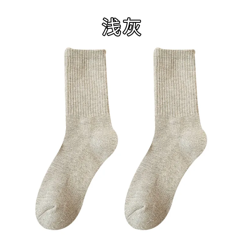 

Socks women's autumn and winter thickening and velvet tube socks Japanese solid color ladies cotton socks long tube socks
