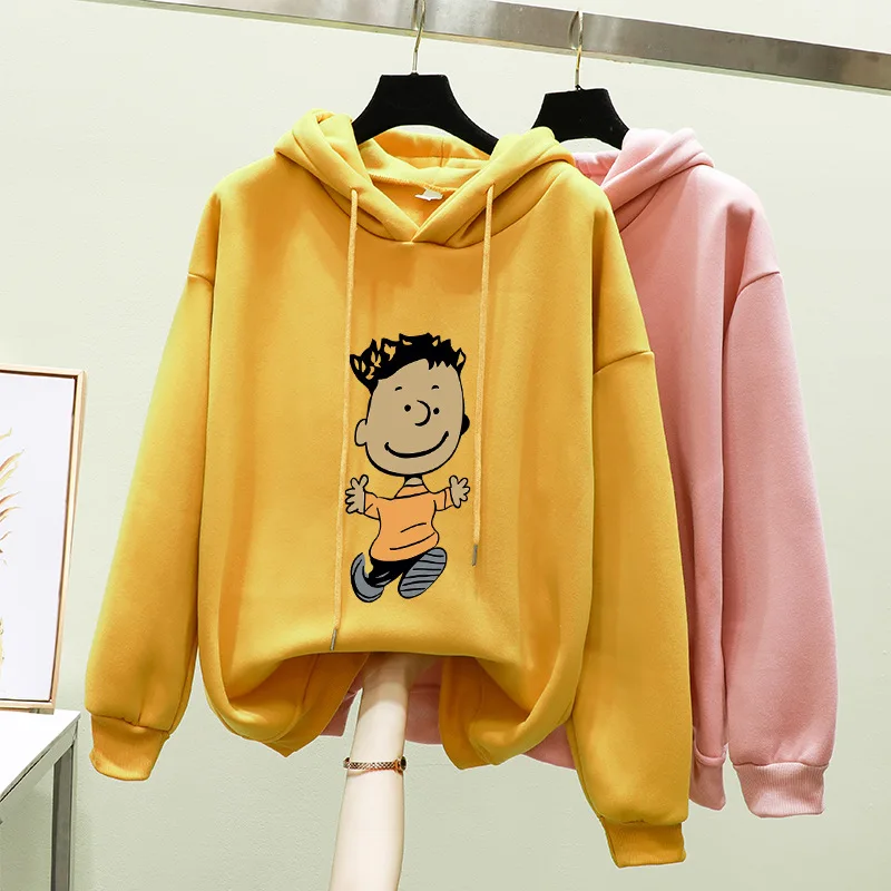 

Толстовка в стиле Харадзюку, новинка, осенне-зимний свитшот, женские толстые свободные худи, пуловер