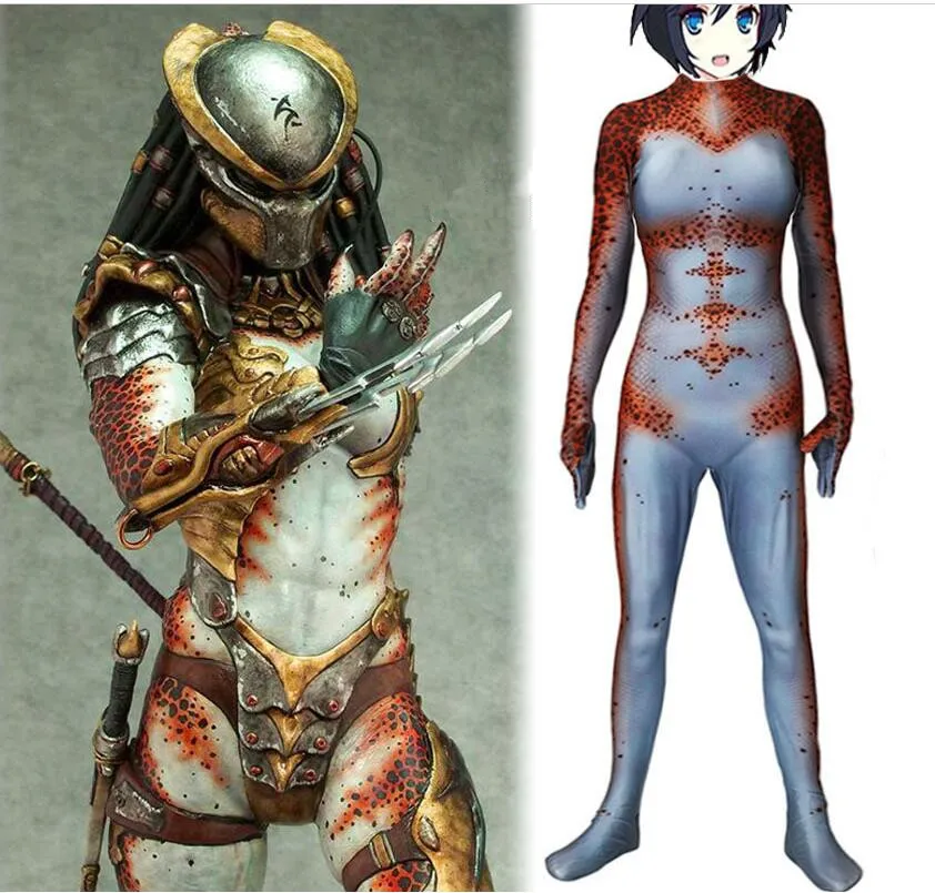 Female The Predator Cosplay Costume 3D Print Spandex Zentai Women Girls Basic Suit Halloween Bodysuit Adults Kids | Тематическая