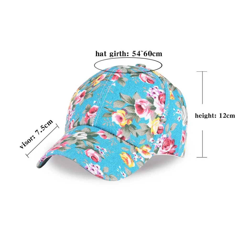 Бейсболка женская с цветочным принтом короткая хлопковая кепка регулируемым