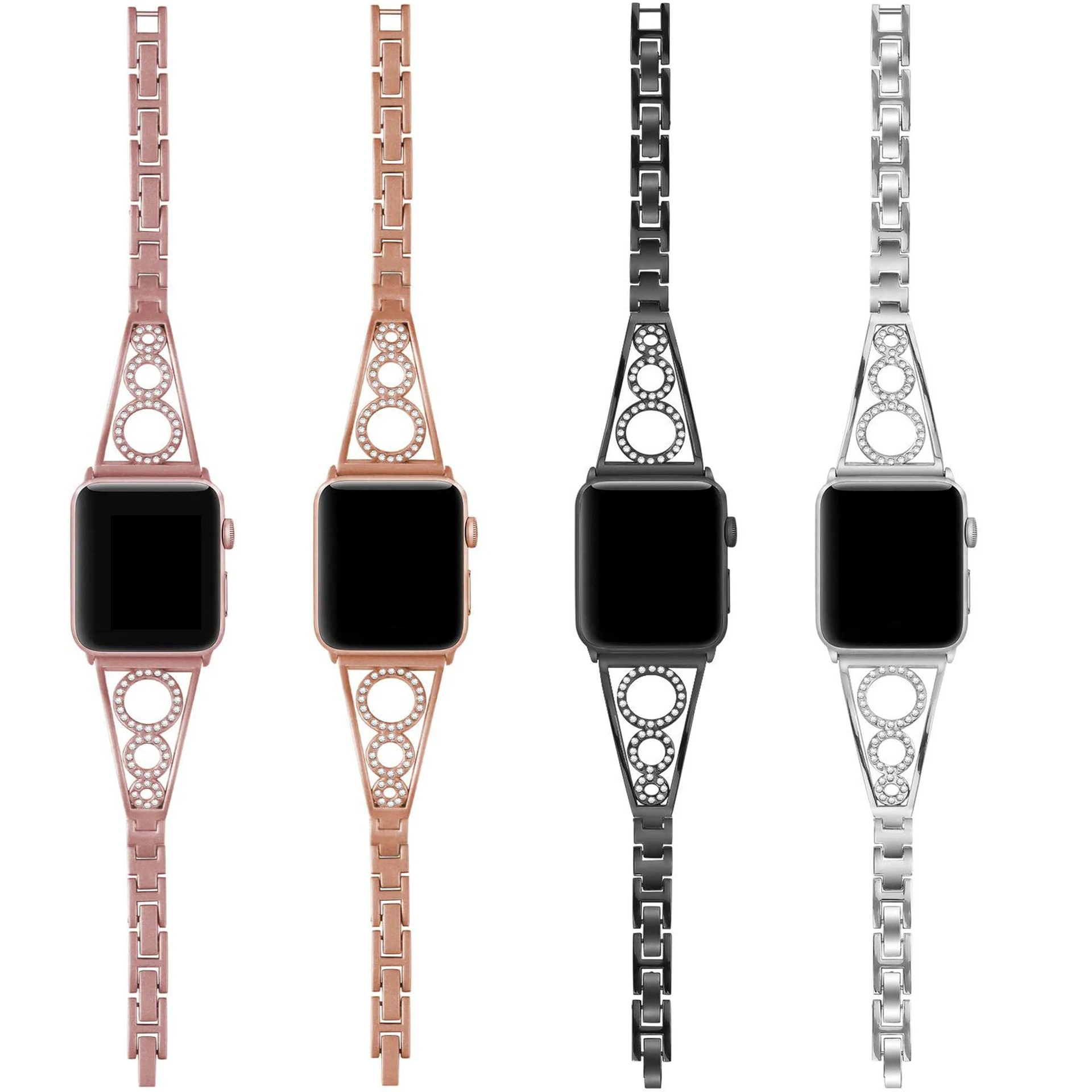 

Полый браслет с бриллиантовым ремешком для Apple Watch Bands 44 мм 40 мм 38 мм 42 мм, металлический ювелирный ремешок для часов Iwatch Series 5 4 3 6 Se