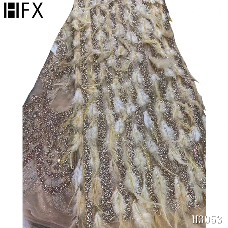 HFX новейшая африканская кружевная ткань с французскими перьями
