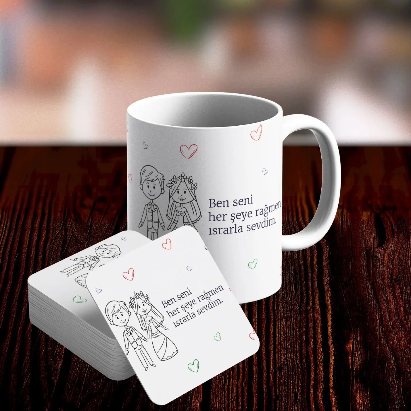 

Romantic Design Mug and Underlay Set-No10