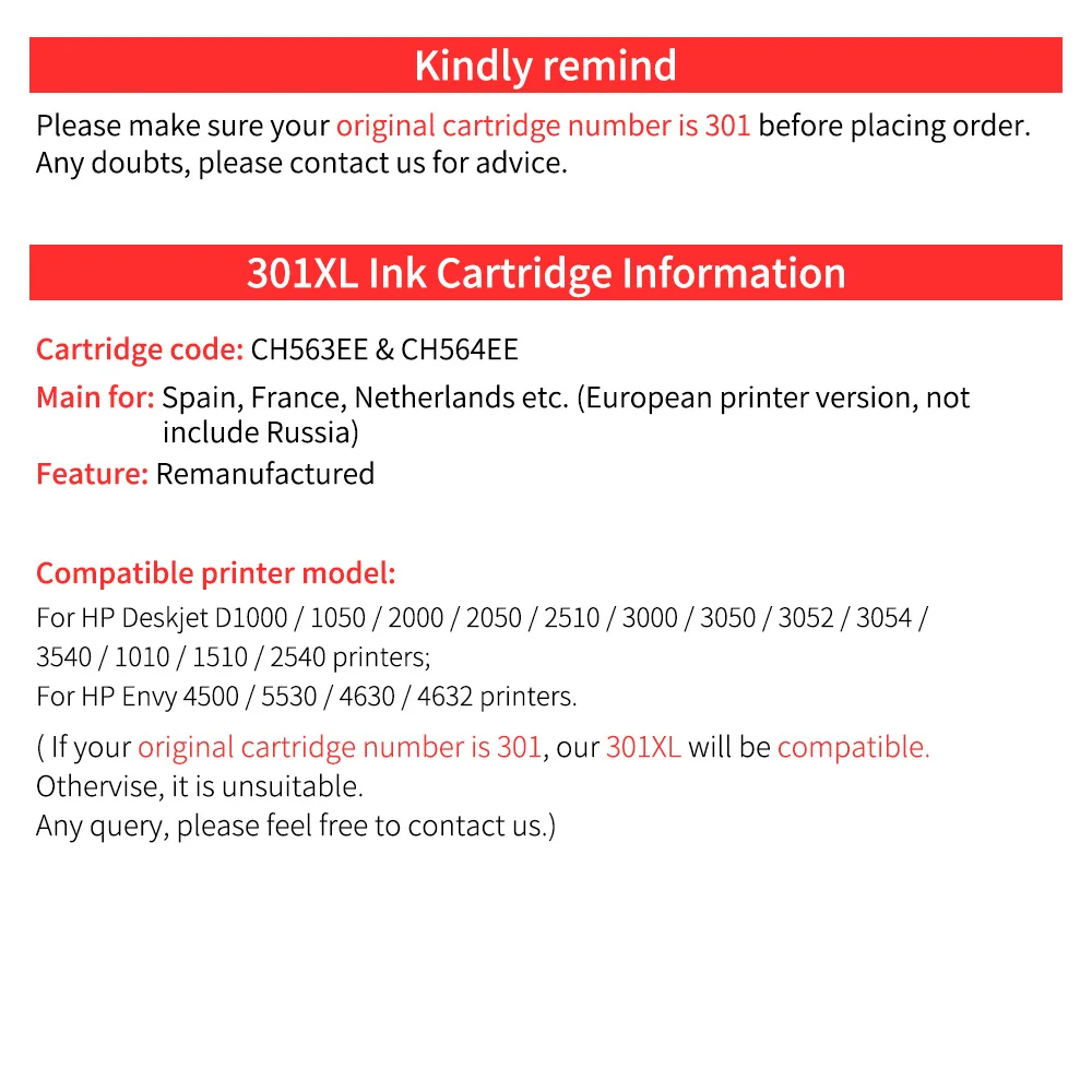HWDID 301XL заправленный чернильный картридж для hp/HP 301 xl совместимых CH563EE CH564EE HP Deskjet 1000