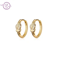 100 925 silver hoop earrings simple rope knot encrusted diamond ear jewelry femininity short round knot earrings