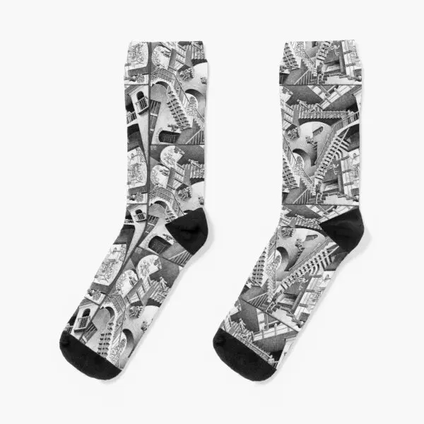 

Mc Escher Crew Socks Short Pattern Unisex Cotton Ladies Sports Funny Cartoon Winter Women Best Comfortable Breathable Mens Cute