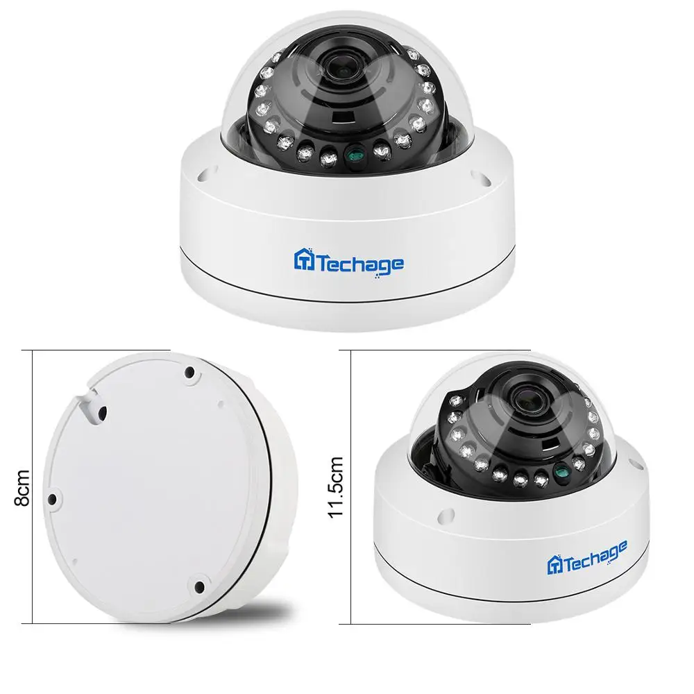 IP камера Techage 1080p 2 МП купольная POE 48 в сетевая HD Onvif для домашней безопасности CCTV