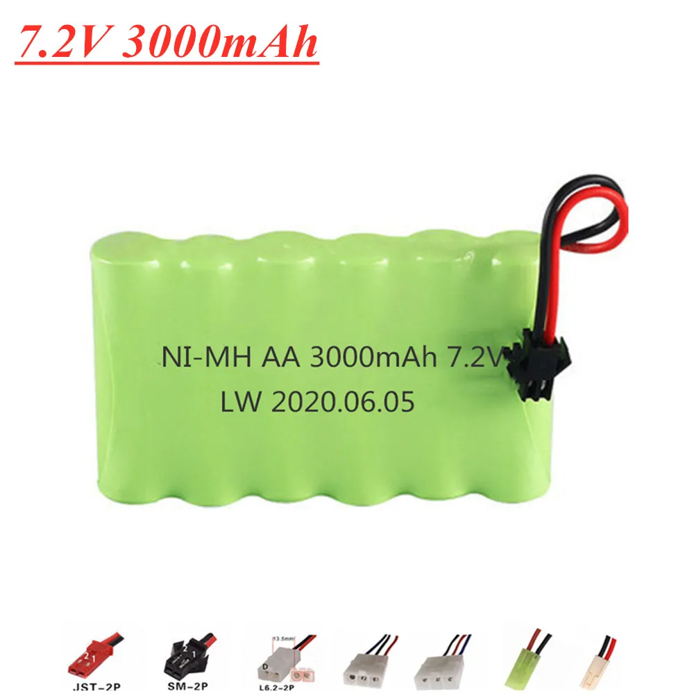 

6 Pcs 7.2V 3000mah 2800mAh NI-MH Battery For Remote Control Electric Toy Boat Car Truck 7.2 V 2400mAh AA Nimh Rechargeable