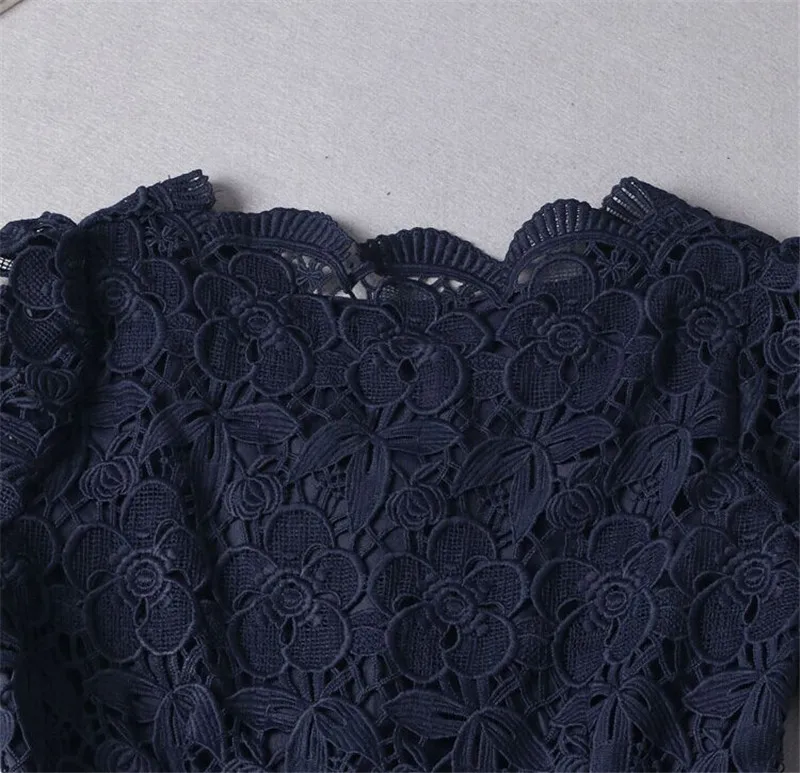 Slash Robe Neck Femme Dark Blue Women Summer 2020 Short Sleeve Elegant Dress Lace Slim Woman Dresses Large Sizes FYY562 | Женская одежда