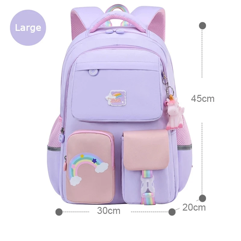 Backpack for Teenager Girls Schoolbag Korean Fashion Rainbow Shoulder Strap School Bag Children's Waterproof Orthopedic Satchel
