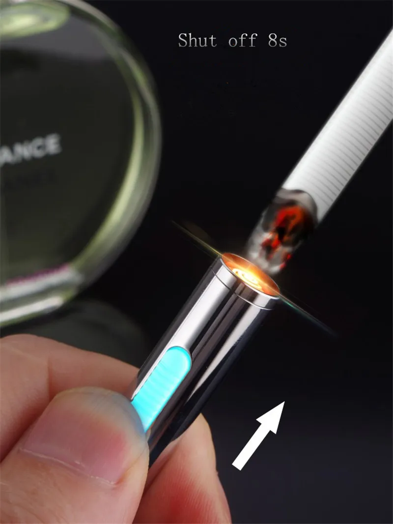 Тонкая мини зажигалка с USB зарядкой перезаряжаемая Электронная портативная