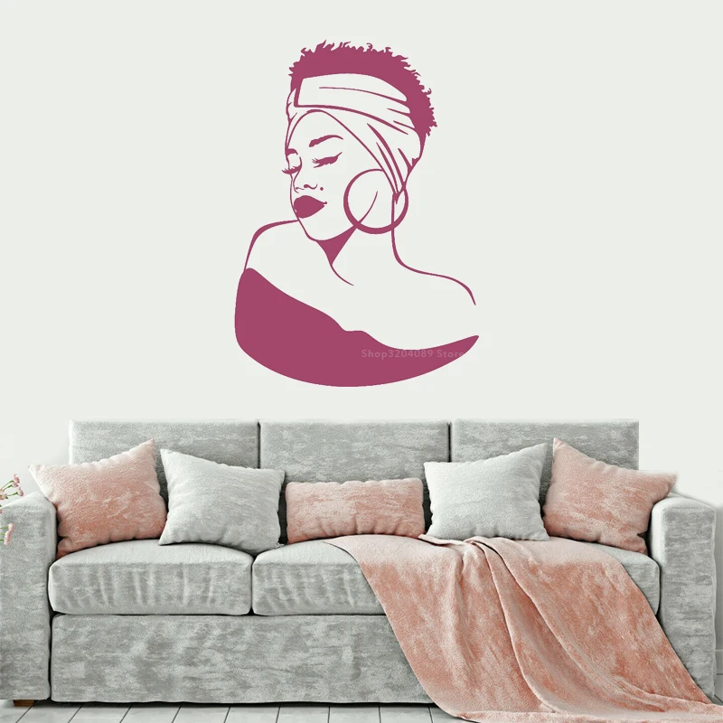 Африканская красивая девушка прическа лицо профиль наклейки на стену