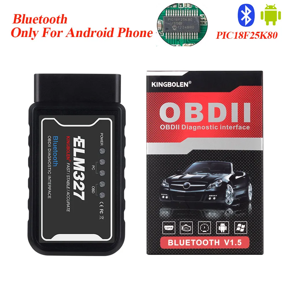 ELM327 V1.5 Wifi/Bluetooth с PIC18F25K80 на Android/IOS Elm 327 считыватель кодов OBD II wifi bluetooth Автомобильный obd2 диагностический инструмент - Цвет: ELM327 Bluetooth