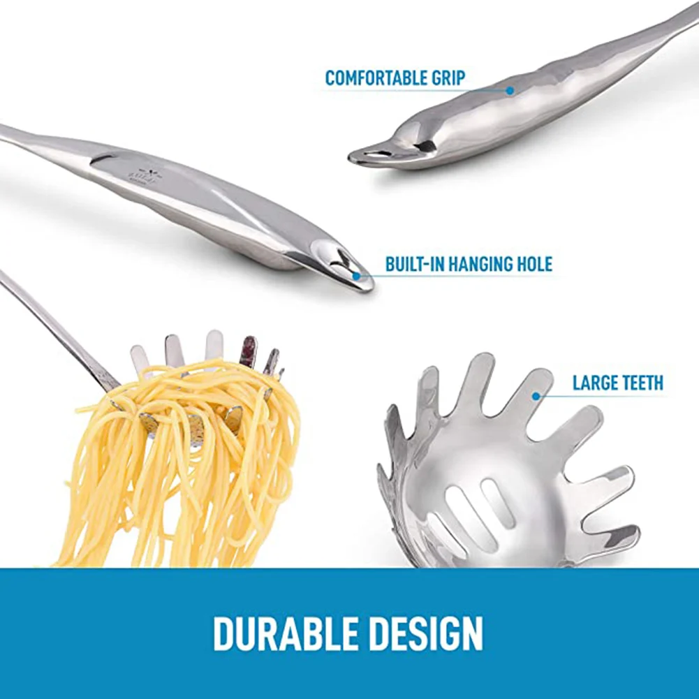 

Kitchen Pasta Server Stainless Steel Spoon with Ergonomic Handle for Spaghetti Noodles RT88